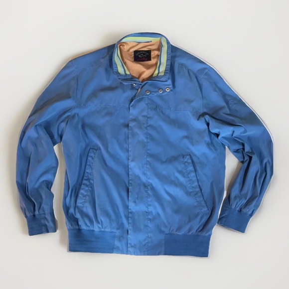Paul & Shark Other - Paul & Shark Zip Jacket Mens Medium Blue Windbreaker Bomber Collar Italy